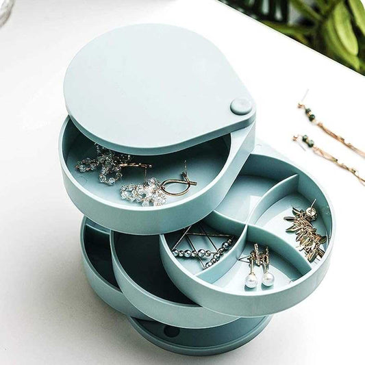 4 Layers Rotating Mirror Jewelry Organizer Box