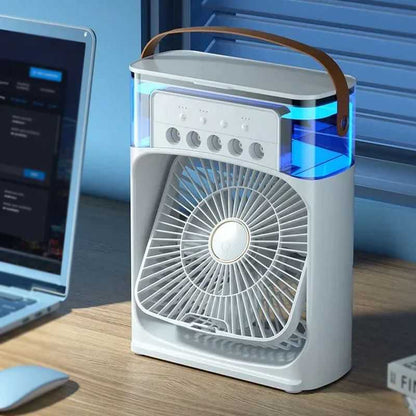 10 inch Portable Air Conditioner Fan Usb Electric Fan With Led Night Light, Fine Mist Water, And Humidifier Function Led Night Light Water Mist Mini Fan Cooler