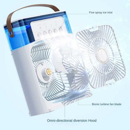 10 inch Portable Air Conditioner Fan Usb Electric Fan With Led Night Light, Fine Mist Water, And Humidifier Function Led Night Light Water Mist Mini Fan Cooler