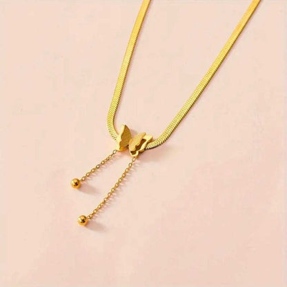 Steel Butterfly Pendant Necklace