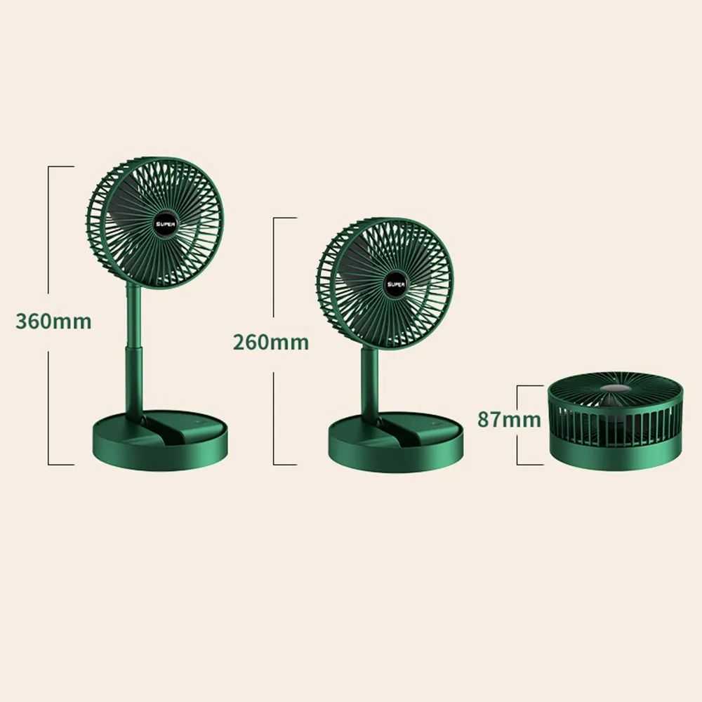 3 Speed Big size Rechargeable Mini Folding Telescopic Fan USB Rechargeable Floor Fan for Student Dormitory Home Outdoor Camping Office Small Desktop mini Fan