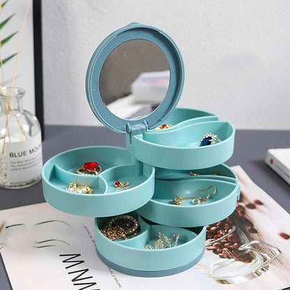 4 Layers Rotating Mirror Jewelry Organizer Box
