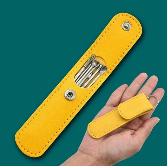 Ear Wax Cleaning Tools Kit with Leather Pouch