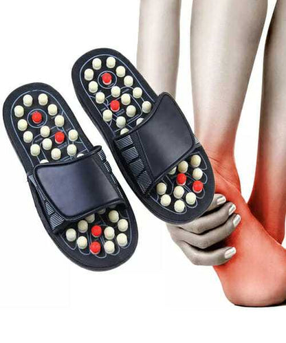 Foot Massage Slipper Reflexology Sandals Anti-Slip Indoor Massage Shoes with Removable Rotating Acupuncture