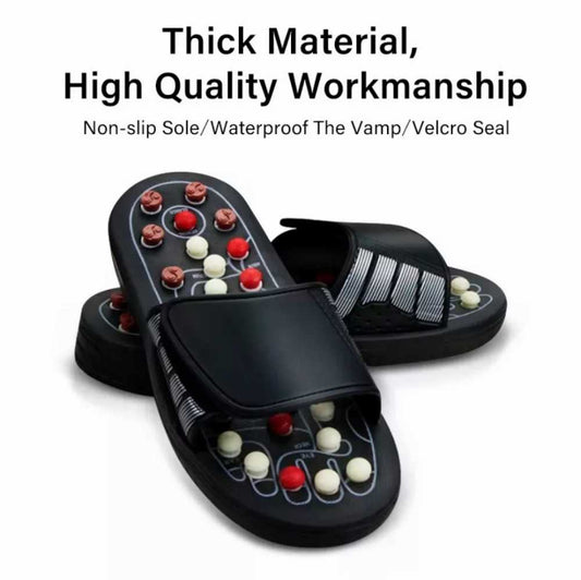 Foot Massage Slipper Reflexology Sandals Anti-Slip Indoor Massage Shoes with Removable Rotating Acupuncture