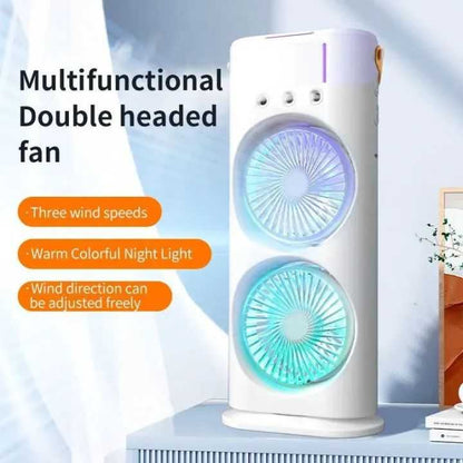 Rechargeable Automatic Rotating Dual Double Spray Mist Fan with Lightening Effects (with Box Packing)