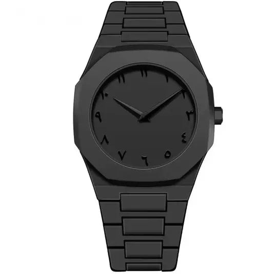 Aura Quartz Watch Black Lightweight Design Arabic Dial Black Aura Arabic Watch For Men Trendy Fiber Plastic Timepiece With Arabic Numerals