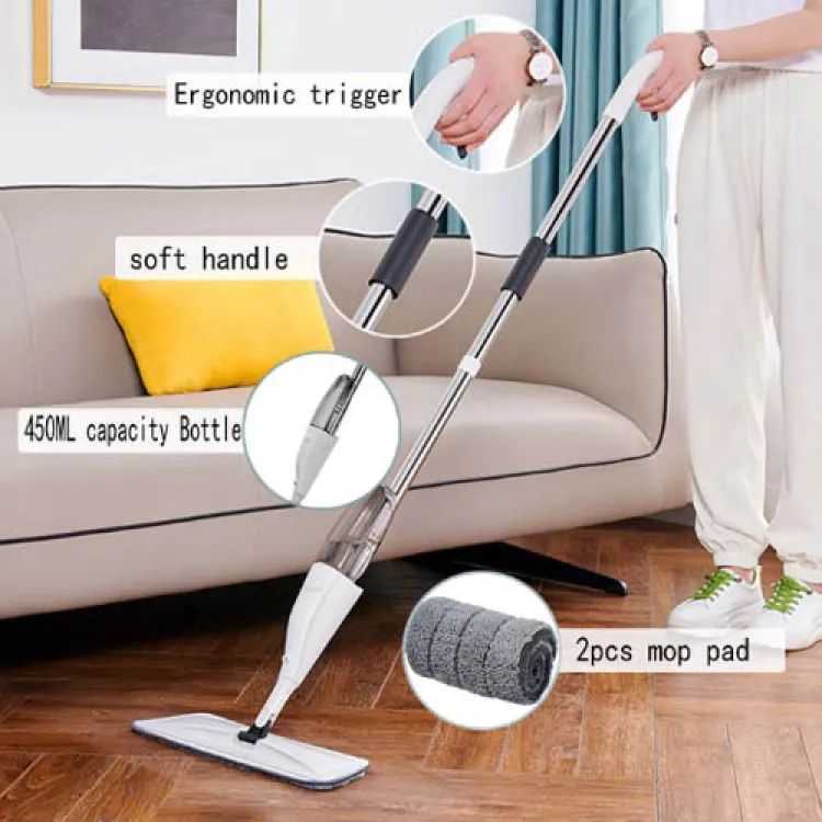 Water Spray Mop Flat Spray Mop Microfiber Spray Mop Floor Cleaning Easy to Fill and Refill Machine Washable Mop 360 Degree Spray Multi Surface Spray Mop Refillable Bottle Mop Pad