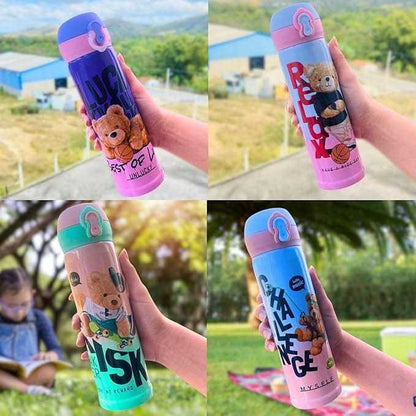 Water bottle Cartoon cute Teddy bear water Bottle In multi design and color Best for kids and other multi purpose